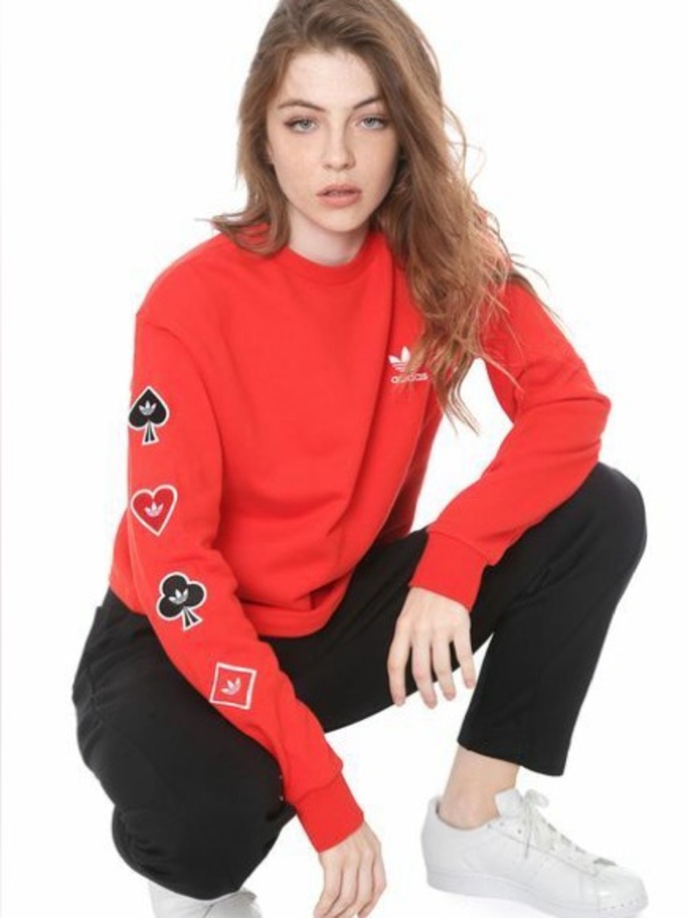 Rare Adidas crewneck sweatshirt embroidered Valentine's Day Deck of Cards